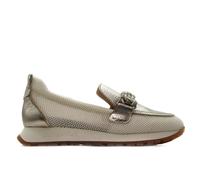 Hispanitas HV253948 Zapato mocasín de piel,náutico adornado,con cadena,sin cordones,suela blanca de goma,rejilla,calado para señora