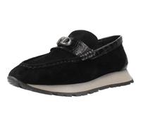 Hispanitas - Zapato mocasín de Piel,Ante,Nobuk,Serraje,Adornado en Empeine,Suela de Goma Blanca,Serpiente para: Mujer Color: Black Talla:37