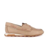 Hispanitas - Zapato mocasín de Piel,náutico de Cordones,Suela Blanca de Goma,Casual,Sencillo,Color Liso para: Mujer Color: Dessert Talla:38