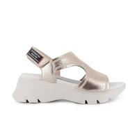 Hispanitas - Sandalia,de pala,casual,cuña,cierre adhesivo,suela blanca de goma,de piel,tiras,sencilla, para: Mujer color: CAVA talla:39