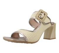 Hispanitas - Sandalias de tacón de 8.5cm ancho imitación madera,hebilla de adorno,rafia, para: Mujer color: CAVA talla:40