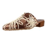 Hispanitas - Sandalias,Zueco Elegante con tacón de Bloque,Ancho imitación a Madera,diseño Floral,Calado para: Mujer Color: Naturales Talla:38