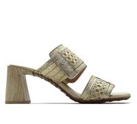Hispanitas - Sandalias,zueco elegante con tacón imitación a madera,de piel y cuerda,elástico en el empeine para: Mujer color: PLATINO talla:40