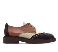 Hispanitas - Zapato de Cordones para Mujer,Oxford de Piel,Blucher Tricolor,tacón bajo, para: Mujer Color: Rioja Talla:37