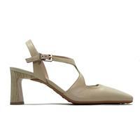 Hispanitas - Zapato de piel con tacón fino,salón destalonado,sandalia con tira al tobillo,puntera cuadrada para: Mujer color: BUTTER talla:38