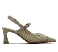 Hispanitas - Zapato de piel y cuerda con tacón fino imitación a madera,destalonado,tira al tobillo,salón para: Mujer color: BUTTER talla:40
