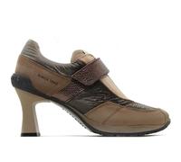 Hispanitas - Zapato Deportivo Abotinado de tacón Ancho,Cierre con Tira adhesiba,Suela de Goma,Casual,Piel y Tela para: Mujer Color: Topo Talla:39