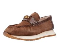 Hispanitas - Zapato mocasín de Piel,Ante,Nobuk,Serraje,Adornado en Empeine,Suela de Goma Blanca,Serpiente para: Mujer Color: Avellana Talla:39