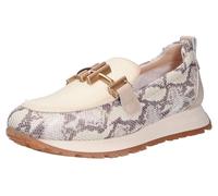 Hispanitas - Zapato mocasín de piel,náutico adornado con cadena,sin cordones,suela blanca de goma,rejilla,calado, para: Mujer color: TAUPE talla:41