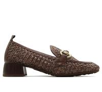 Hispanitas - Zapato mocasín,Piel y Tela,náutico Adornado con Cadena,sin Cordones,tacón de Bloque,Rejilla,Calado para: Mujer Color: Avellana Talla:37