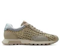 Hispanitas - Zapatos Deportivos,Sneakers de Piel con cordón elástico,de cuña,Suela de Goma,Rejilla,Calado para: Mujer Color: Panna Talla:36