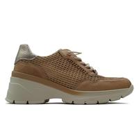 Hispanitas - Zapatos Deportivos,Sneakers de Piel con cordón elástico,de cuña,Suela de Goma,Rejilla,Calado para: Mujer Color: Dessert Talla:37