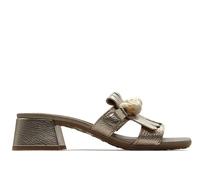 Hispanitas - Zueco de tacón ancho,dedos fuera,zapato con piedras de adorno,zapato de piel, para: Mujer color: CAVA talla:37