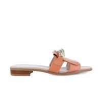 Hispanitas - Zueco de tacón bajo,dedos fuera,zapato con piedras de adorno,zapato de piel,sandalias, para: Mujer color: CORAL talla:37