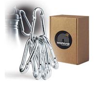 HISPAVIR® | Pack 100 uds Mosquetones Pequeños 6X60 | Acero Zincado | Resistentes y Antióxido | Cierre de Resorte | Mosqueton para LLaveros, Camping, Pesca, Toldos, Hamacas y Mochilas