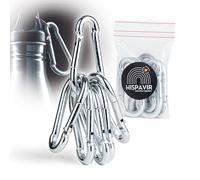 HISPAVIR® | Pack 12 uds Mosquetones Pequeños 5X50 | Acero Zincado | Resistentes y Antióxido | Cierre de Resorte | Mosqueton para LLaveros, Camping, Pesca, Toldos, Hamacas y Mochilas