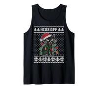 Hiss Off Gato Feo suéter de Navidad, Juego de Palabras de Gato silbando Camiseta sin Mangas