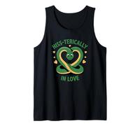 Hiss-terically In Love Cute Snake Heart Juego de Palabras Amante de Reptiles Camiseta sin Mangas
