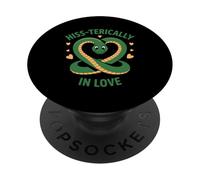 Hiss-terically In Love Cute Snake Heart Juego de Palabras Amante de Reptiles PopSockets PopGrip Adhesivo