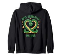 Hiss-terically In Love Cute Snake Heart Juego de Palabras Amante de Reptiles Sudadera con Capucha