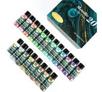 HissiCo Metallic Acrylic Paint Set of Premium 20 Colors Professional Grade Metallic Paint with 2fl oz60ml Bottles NonToxic
