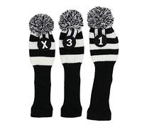 HISTAR Juego de 3 fundas híbridas para cabeza de palo de golf, con pompones, de bandera estadounidense, para palos de golf, cubierta de conductor, cubierta de madera para Taylormade, Callaway y más