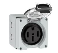 Histeaa Caja de toma de corriente para exteriores de 50 amperios, NEMA 14-50R 125/250 voltios, receptáculo para vehículos eléctricos, a prueba de polvo y resistente a la intemperie