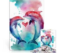 Historia de Amor de una Pareja de Delfines Rompecabezas para Adultos 2000 Piezas Juguetes de Juego Interacción Entre Padres e Hijos 70x100cm