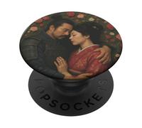 Historia de amor samurai japonesa con rosas y katana PopSockets PopGrip Adhesivo