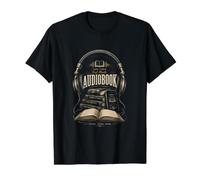Historia de Auriculares para Amantes del audiolibro Camiseta gráfica económica, Hombre, Negro, S