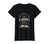 Historia de Auriculares para Amantes del audiolibro Camiseta gráfica económica, Mujer, Negro, S
