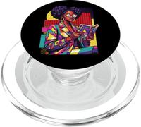 Historia Negro Mujer Lectura Libro Geométrica Chica Educada PopSockets PopGrip para MagSafe