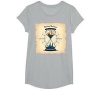 Historia Profesor Viajero Tiempo Reloj de Arena Vintage A Camiseta, Niñas, Gris Jaspeado, Grande