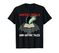 Historias Antiguas Hechizos góticos Bookworm Bibliotecario Murciélago de Halloween Camiseta