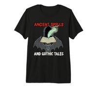 Historias Antiguas Hechizos góticos Bookworm Bibliotecario Murciélago de Halloween Camiseta Premium