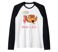 Historias bíblicas de fe para niños, Arca de Noé, Rosa, para niñas pequeñas y Adolescentes Camiseta Manga Raglan