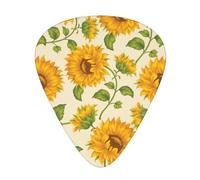 Historias de girasoles frescos impresas,12 púas de guitarra, 3 grosores diferentes para guitarra acústica, bajo y ukelele