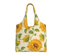 Historias de girasoles frescos impresas,Bolsas de mano reutilizables, bolsas de supermercado, bolso de hombro de lona de gran capacidad