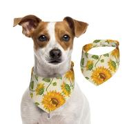Historias de Girasoles Frescos Impresas,Pañuelos de algodón para Perros, Bufandas Ajustables para Mascotas,L