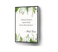 Historical Wisdom and Green Botanical Canvas, Inspirational Quote Art for Study or Office(Framed,16x24inch(40x60cm))