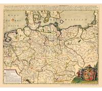 Historische Landkarte und Postkarte: KÖNIGREICH PREUSSEN 1701: mit dem Kurfürstentum Brandenburg