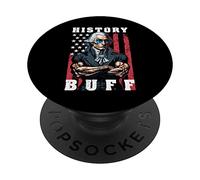 History Buff Funny George Washington Halterofilia Bandera de Estados Unidos PopSockets PopGrip Adhesivo
