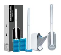 Hisucbetter Paquete de 2 cepillos de Inodoro Desechables y Soporte con 16 recambios de Varita de Inodoro con solución de fregado para Limpieza de Inodoro, Juego de Suministros de Limpieza de baño