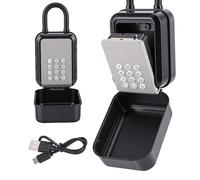 HISUEKIG Box de Bloqueo de Llave Inteligente, Caja de Llave Montada en la Pared, Código Pin de Desbloqueo Cuadro de Seguridad Electrónica, Control de Aplicaciones (Gray)