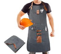 HISUEKIG Delantal de soldadura para hombres y mujeres con 8 bolsillos, delantal de lona para carpintería, herramientas de trabajo de madera, delantal impermeable para barbacoa, cocina, jardinería,
