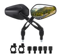 HISUEKIG Espejos Retrovisores de Motocicleta Espejos Retrovisores Izquierdo y Derecho Espejo Retrovisor Plegable 360 giratorio 110 Brazo Ajustable con Pernos M8 M10 para Motocicleta