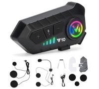 HISUEKIG Intercomunicador Casco Moto, Casco con Auriculares Ipx6 Resistente a La Lluvia, Puerto De Carga Tipo C, Bluetooth 5.3, Intercomunicador para Motocicleta
