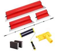 HISUEKIG Kit de Herramientas para Acabado de Paneles de Yeso, Cuchillas de Acero Inoxidable de 60 Cm, 40 Cm y 25 con Rodillo sin Pelusa y Barra de Extensión, para Alisado de