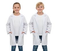 HISUNBEN Bata de laboratorio para niños, disfraz de científico - Bata blanca de médico con botones y bolsillo para niños y niñas | Abrigo de laboratorio de medicina y química para Halloween y