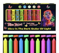 HISUNBEN Pintura De Cara De Neón Brillante UV,10 Ceras Fluorescente De Color De La Cara, Lavable No Tóxico Cera Lápiz UV Neón Para Rostro y Cuerpo, Para Halloween, Mardi Gras, Fiesta De Disfraces